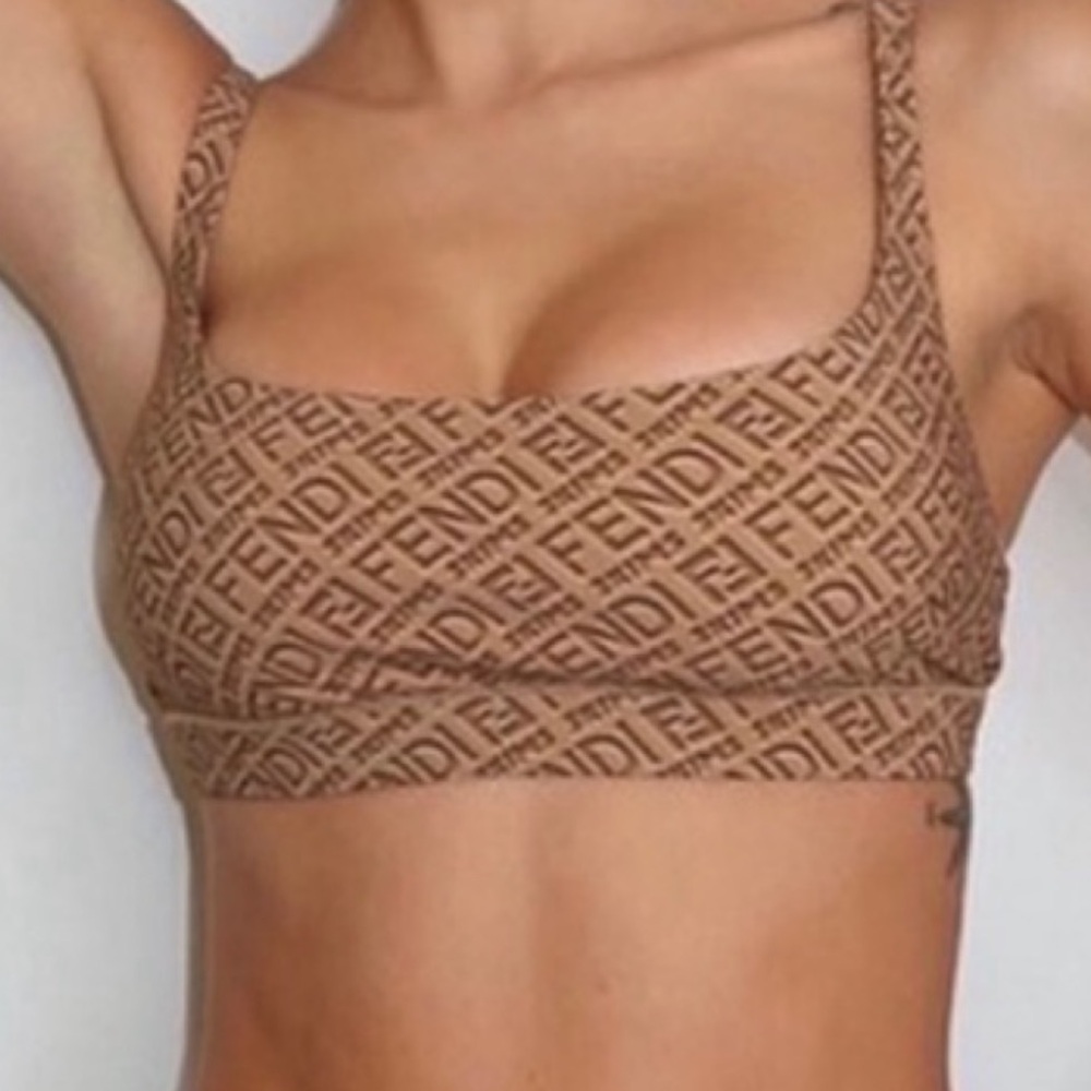 Fendi Tan Logo Bralette